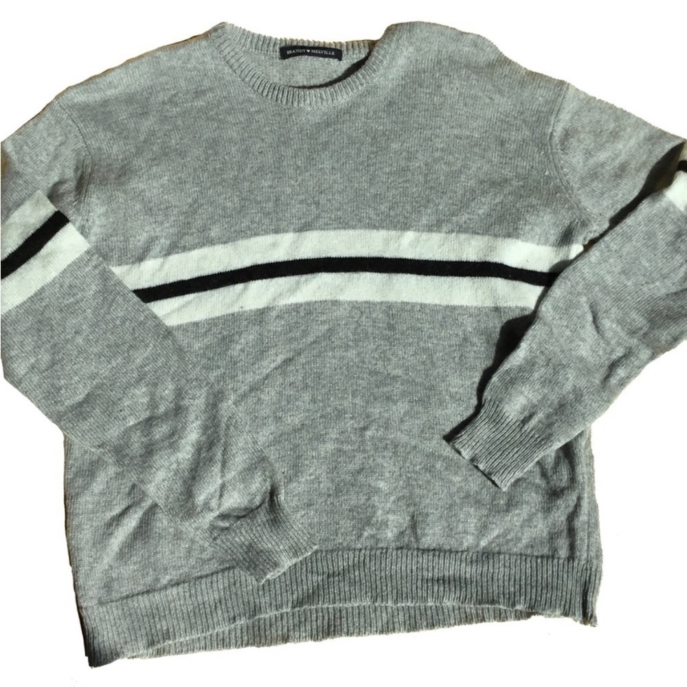 ❤️Brandy Melville - Gray Rugby Stripe Sweater - One Size